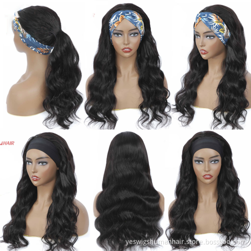 Cheap Selling Wholesale Fashion 150% Density With Headband Burmese human hair wig Body Wave Human Hair Wigs Undetectable Knots